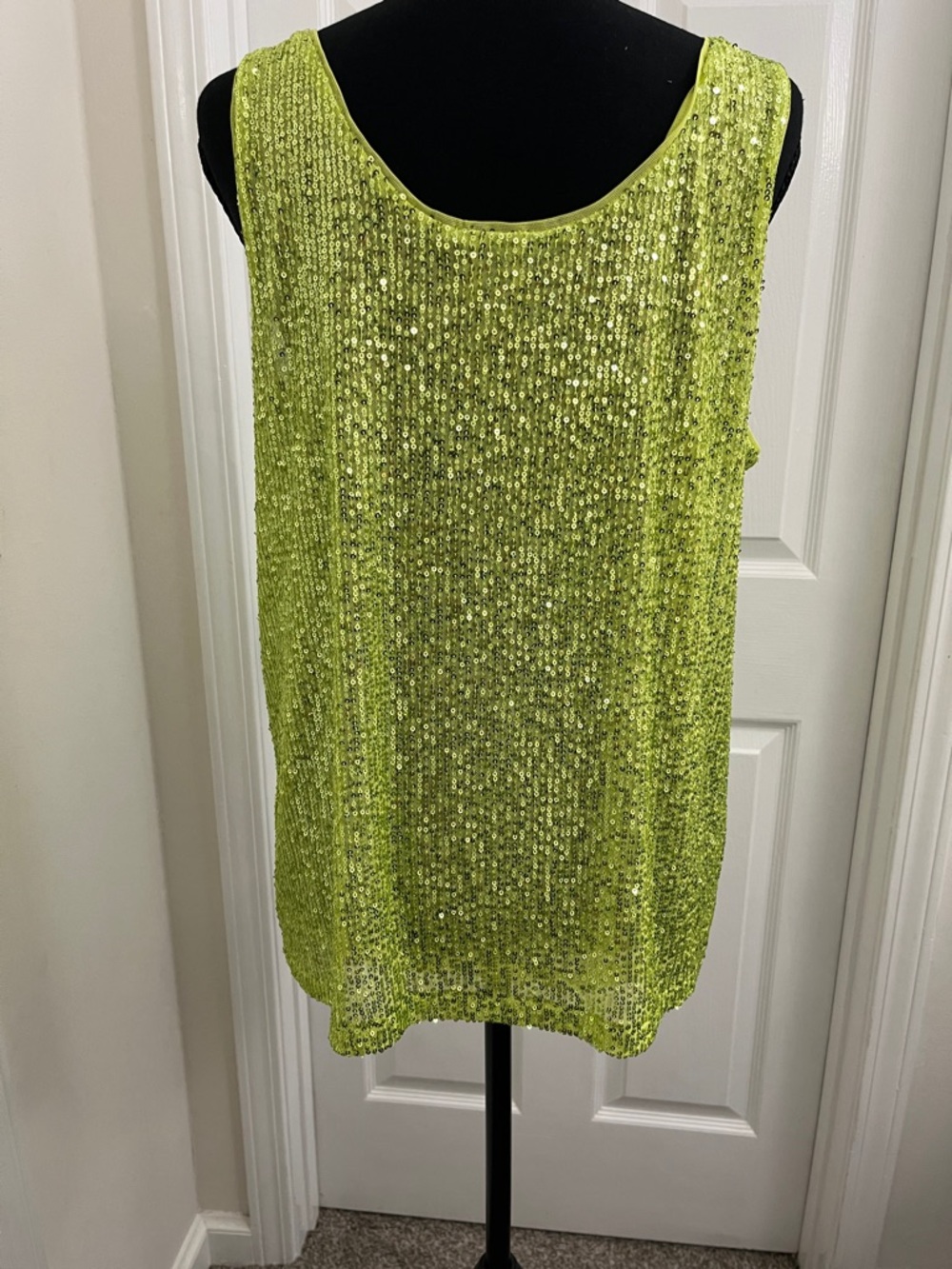 Anne Klein Lime Sequin Open Cardigan w/ Matching Tank - Picture 5 of 9